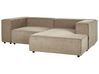 Left Hand 2 Seater Modular Corduroy Corner Sofa Brown APRICA_874675