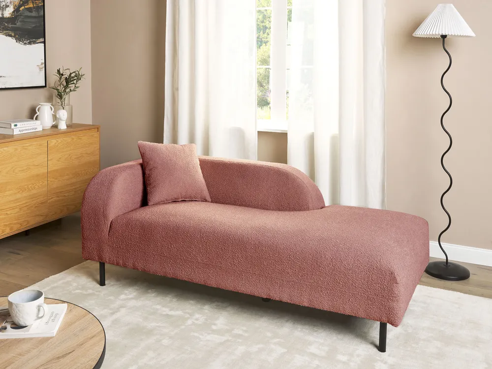 Left-Hand Chaise Longue LE CRAU Boucle Pink