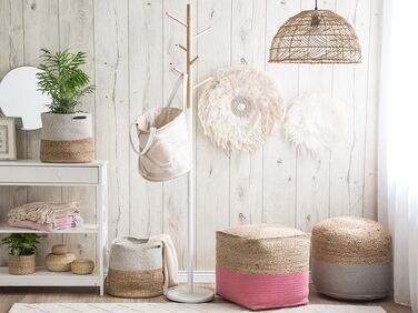 Jute Woven Pouffe Pink KIRAMA