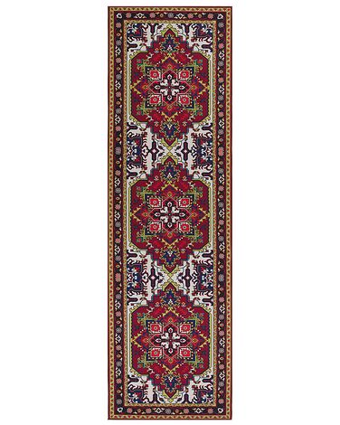 Teppich rot 60 x 200 cm orientalisches Muster Kurzflor COLACHEL