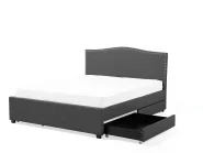 Bett mit Schubladen MONTPELLIER Stoff Dunkelgrau 160 x 200 cm_709108