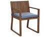 Zestaw ogrodowy stół i 8 krzeseł ciemne drewno z poduszkami niebieskimi SASSARI_921343