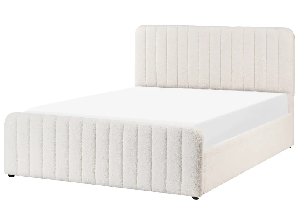 Ottoman Bed LUNAN Boucle White 140 x 200 cm (EU Double)_1048320