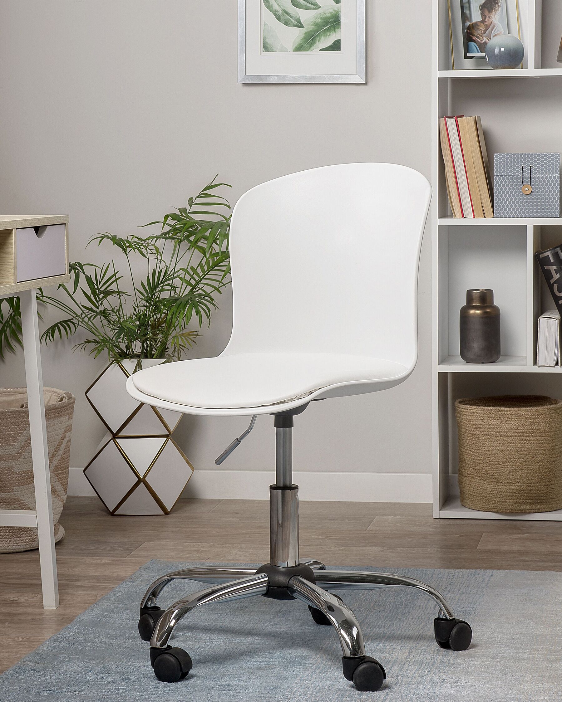 Swivel Armless Desk Chair White VAMO_731924