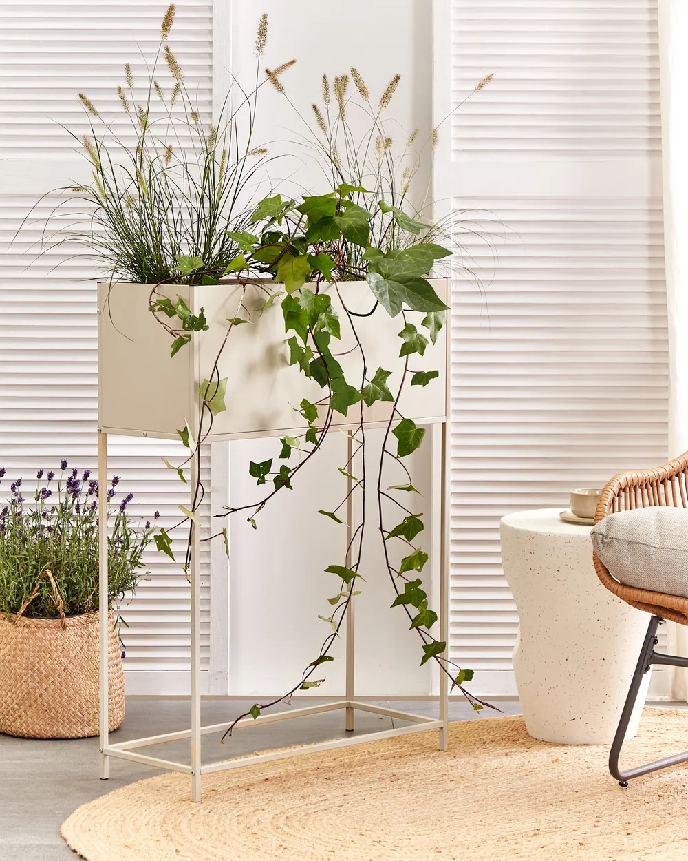 Elevated Plant Pot TAPIEN Metal 70 cm Beige