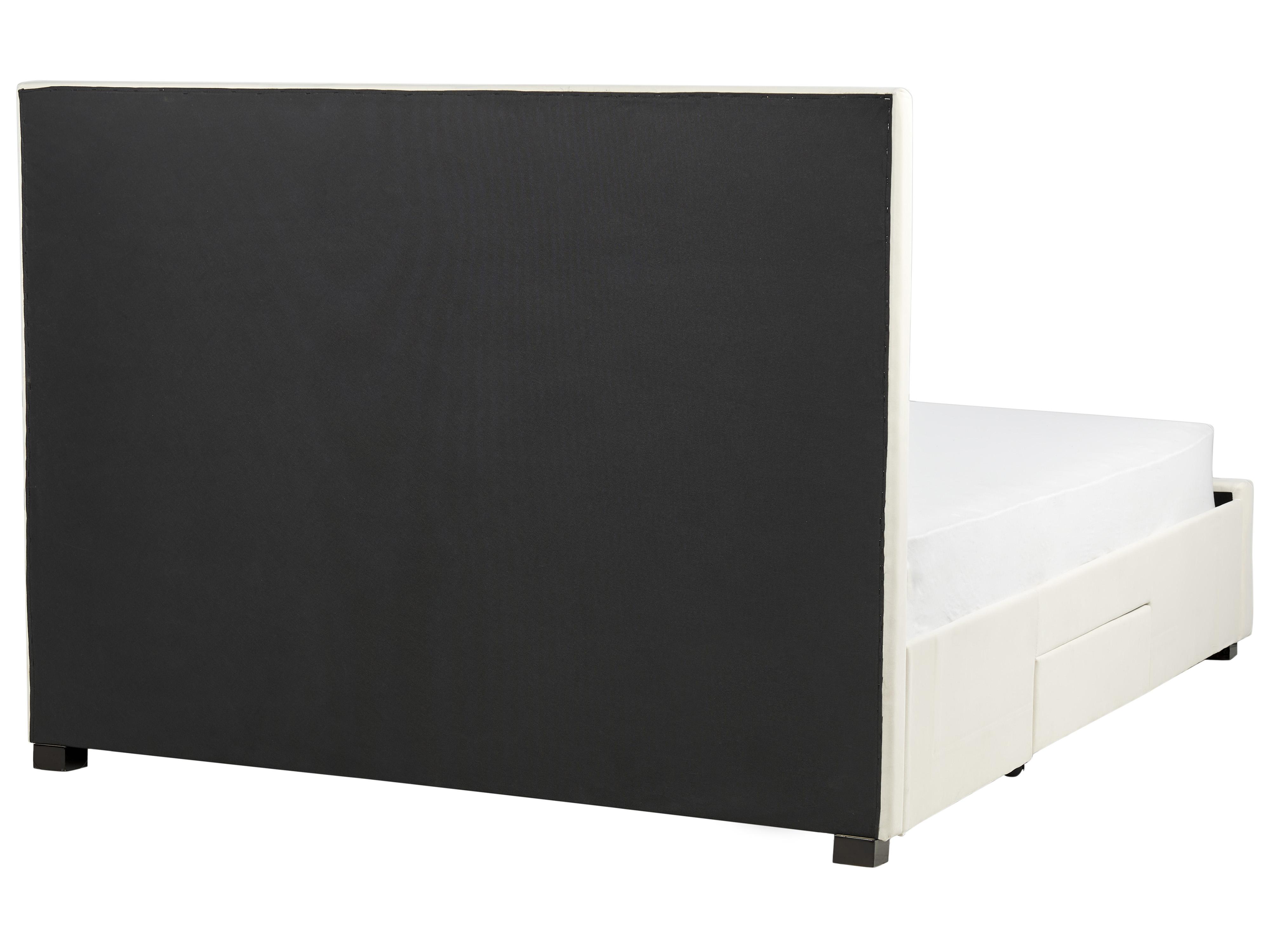 Bett mit Schubladen LIEVIN Samtstoff Hellbeige 160 x 200 cm_902430