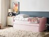 Rozkládací sametová postel 90 x 200 cm světle růžová TROYES_837086