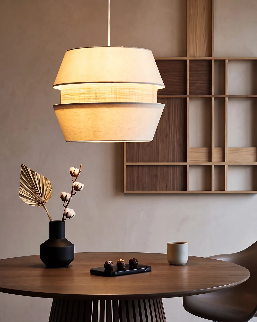 Pendant Lamp ATOYAC Faux Linen Beige_1185086