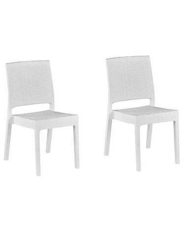 Set of 2 Garden Dining Chairs White FOSSANO