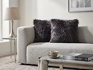 Lot de 2 coussins décoratifs COROKIA 45 x 45 cm Fourrure synthétique Gris foncé Unicolore_1182712