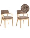 Set of 2 Dining Chairs DALBO Boucle Light Brown/ Taupe