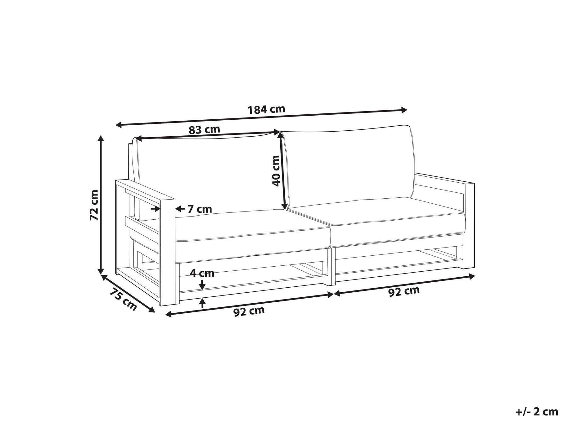 Garden Sofa 2 Seater TIMOR Modular Certified Acacia Wood Dark Brown_853433