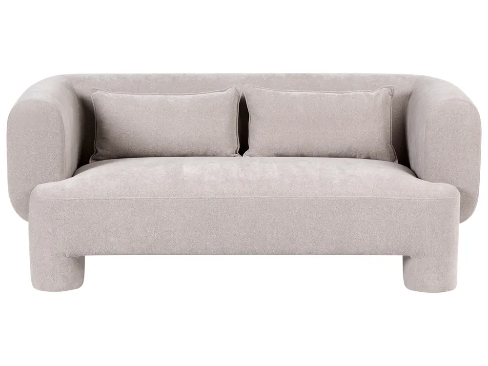 Living Room Set 6 Seater HOGBO with Ottoman Fabric Beige_1050130