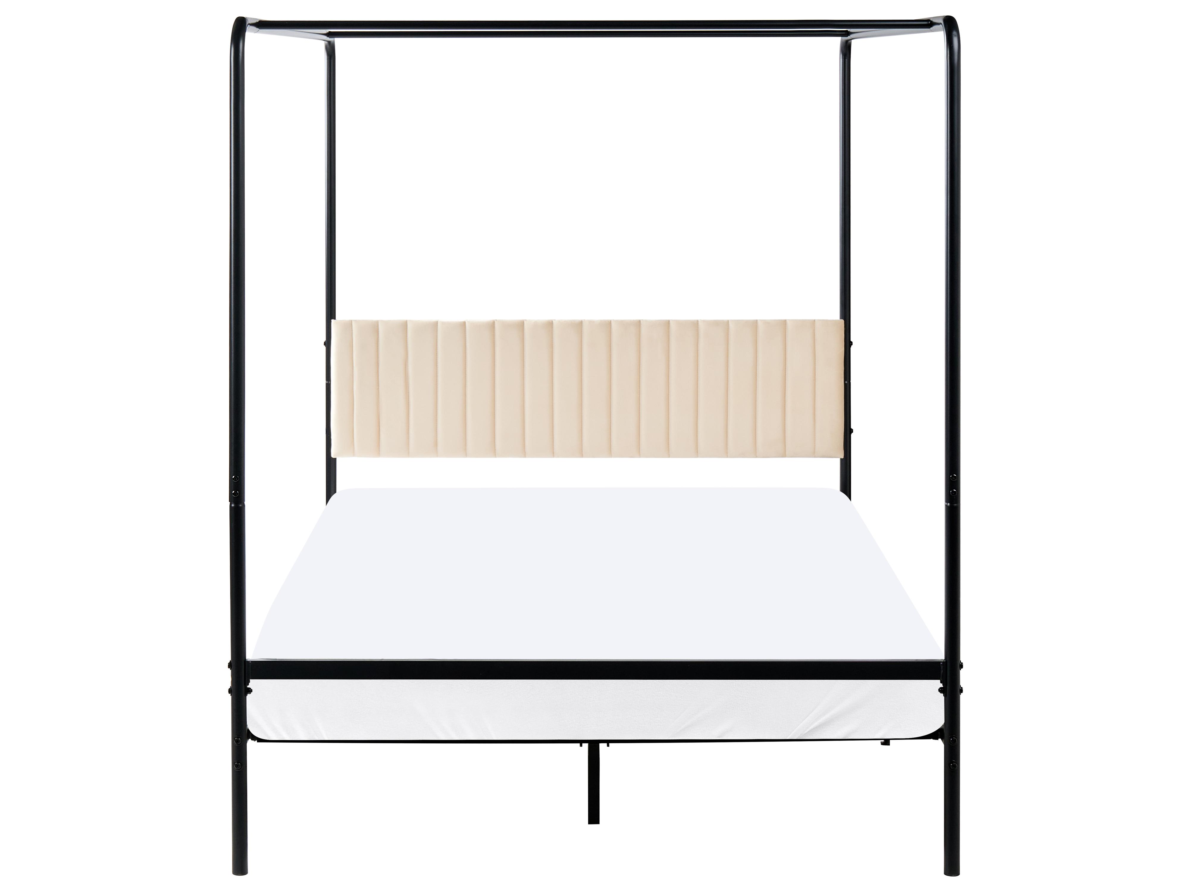 Four Poster Bed Metal MIRABEAU 140 x 200 cm (EU Double) Black_1033511