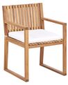 Set of 8 Certified Acacia Wood Garden Dining Chairs with Off-White Cushions SASSARI II_923958