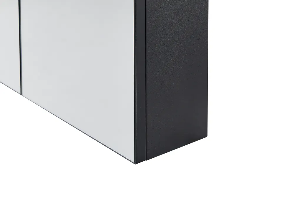 Bathroom Wall Mounted Mirror Cabinet NAVARRA 80 cm 70 cm Black_905875