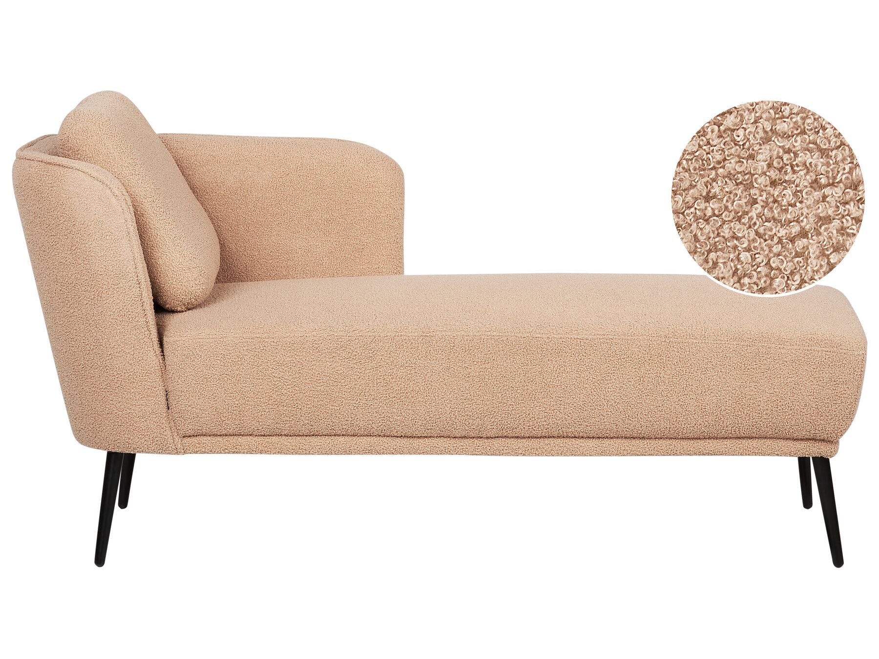 Chaise longue à gauche en tissu bouclé marron clair ARTHEZE_930114