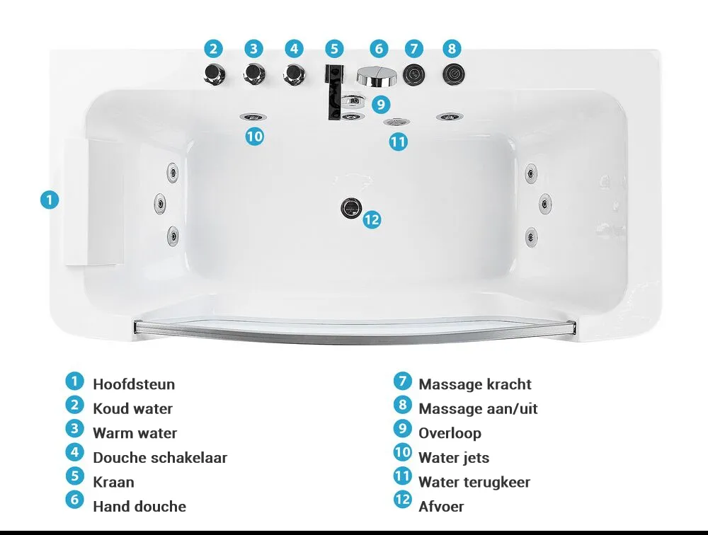 Hoek bubbelbad BARRANCA 170 x 85 cm Wit_809780