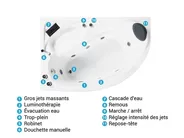 Baignoire d'angle à remous avec LED NEIVA 150 x 100 cm Blanc Côté droit_796693