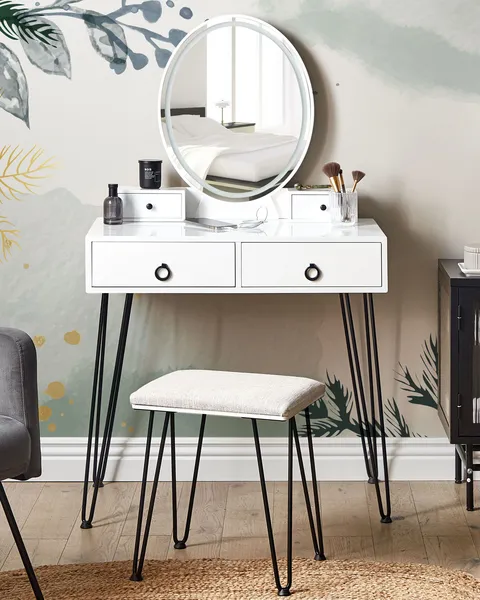 Small makeup table with drawers sales