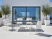 Garden Dining Table SOVARETO 180 cm 90 cm Marble Effect Black Marble_1173911