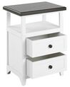 2 Drawer Bedside Table White with Brown LAYOLA_829784