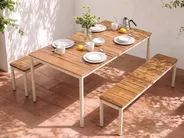 Garden Dining Set with Benches 6 Seater GIOVINAZZO Acacia Wood Brown_1125209