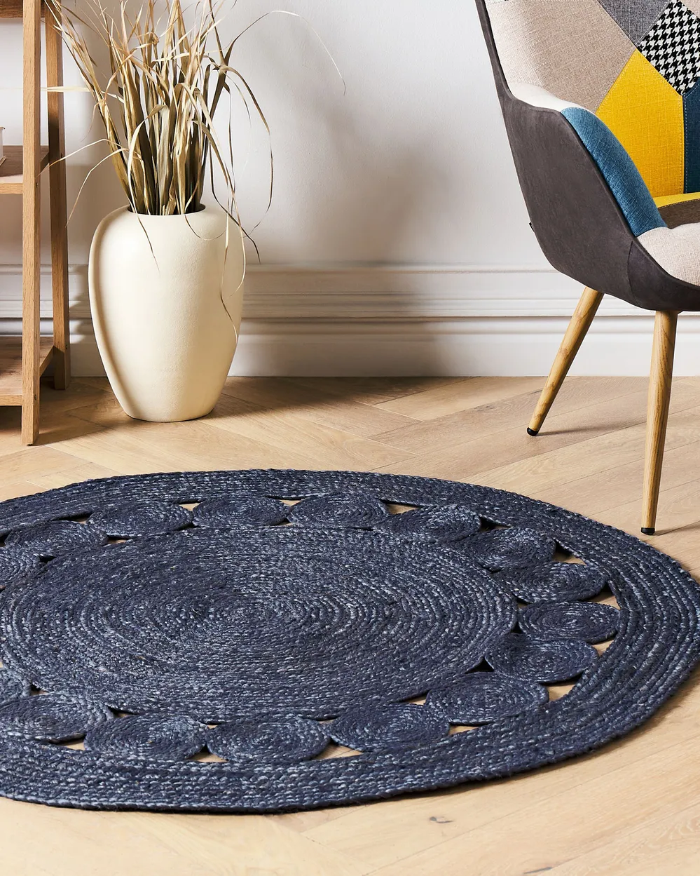 Tappeto KOYUNLU Blu scuro ø 120 cm Iuta_904018