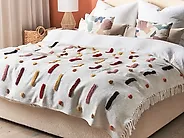 Coperta ALAPPUZHA Cotone 130 x 180 cm Bianco_1178452