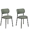 Set of 2 Dining Chairs CASEY Fabric Dark Green
