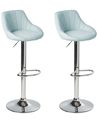 Set of 2 Bar Stools LUCCA Swivel Fabric Light Blue