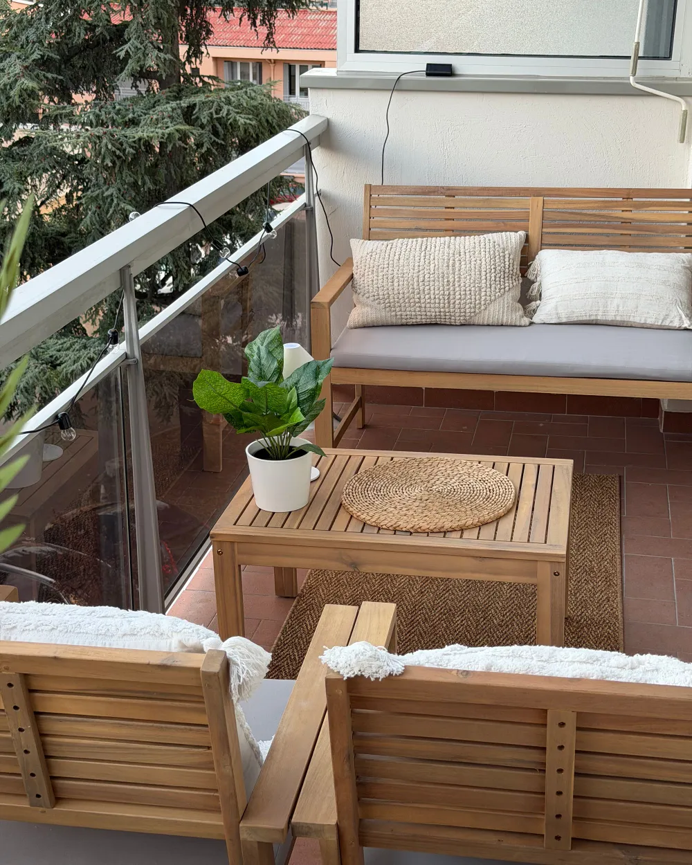 Garden Lounge Set with Table 4 Seater FIAMES Certified Acacia Wood Grey_1173804