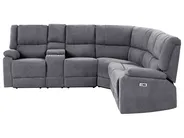 Electric Recliner Corner Sofa 5 Seater ROKKE with USB Port Fabric Dark Grey Left Hand_799641