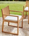 Set of 8 Certified Acacia Wood Garden Dining Chairs with Off-White Cushions SASSARI II_931149