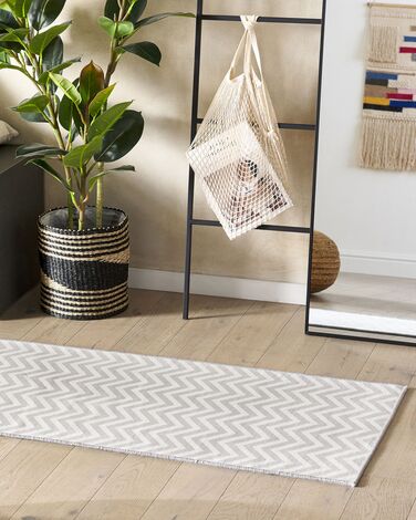 Runner Rug 60 x 200 cm cm White and Grey SAIKHEDA