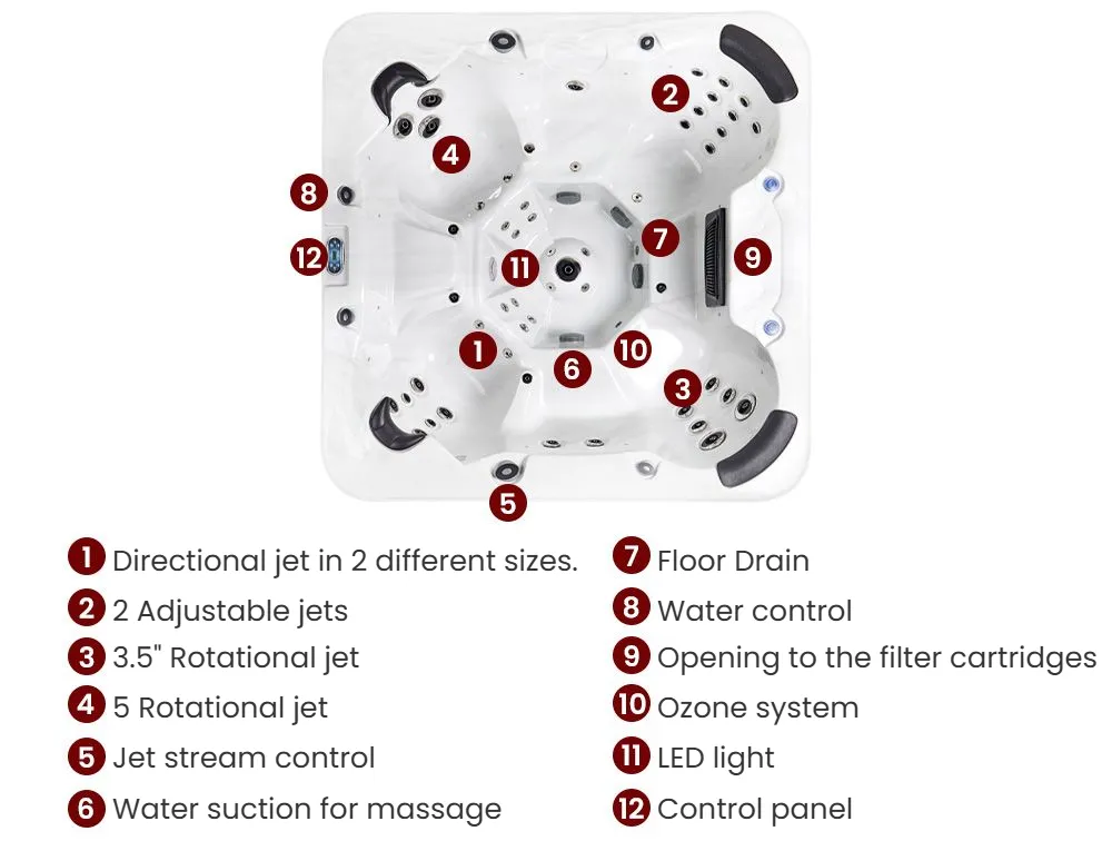 Outdoor Hot Tub with LED VILLARRICA White_968311