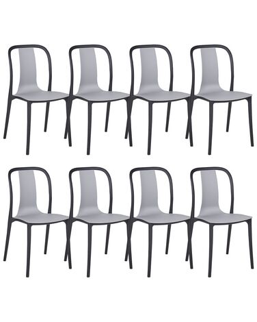 Set of 8 Garden Chairs Grey and Black SPEZIA