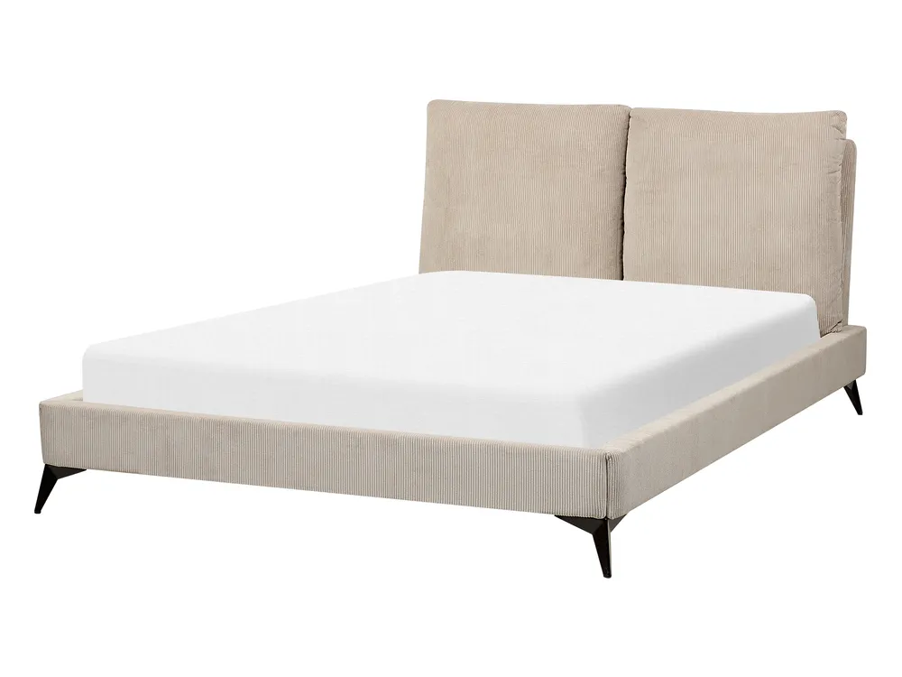Bed Corduroy MELLE 140 x 200 cm (EU Double) Taupe_882908