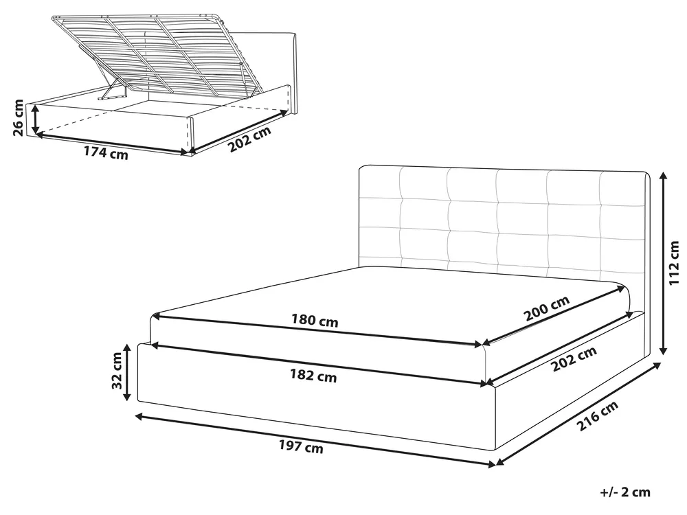 Letto contenitore LORIENT Bouclé Bianco sporco 180 x 200 cm_1040219