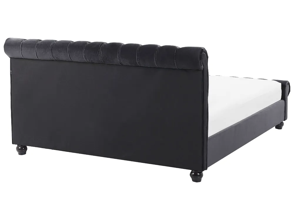 Bett mit Lattenrost Samtstoff AVALLON 140 x 200 cm Schwarz_743636