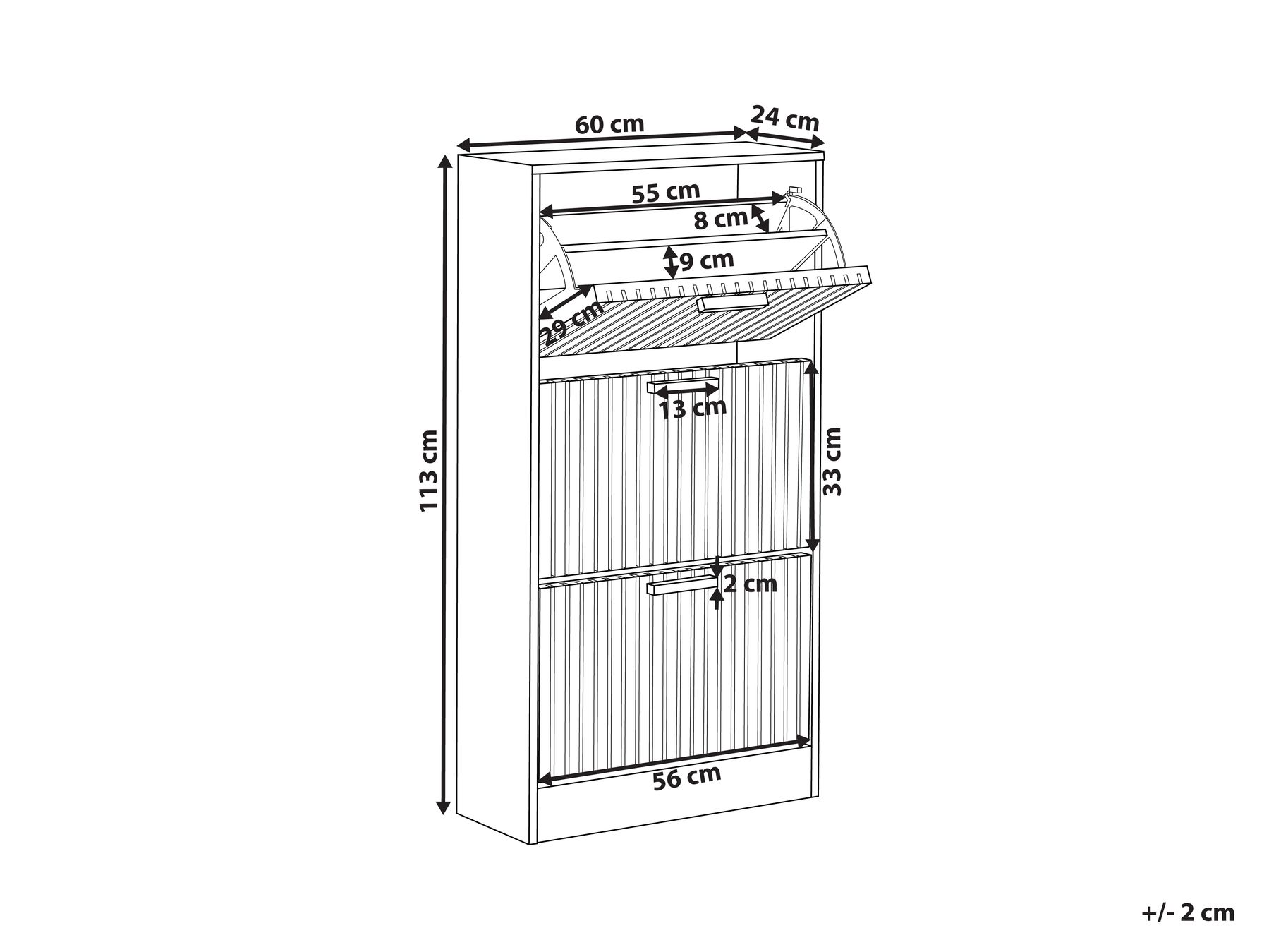 3 Compartment Shoe Storage Cabinet Light Wood LYNWOOD_945397