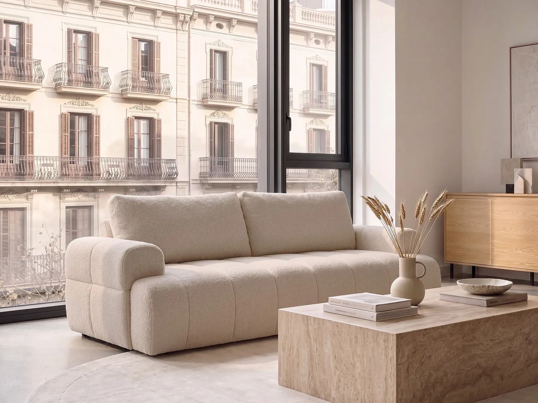 Sofa 3 Seater NARILLA Boucle Beige_1156515