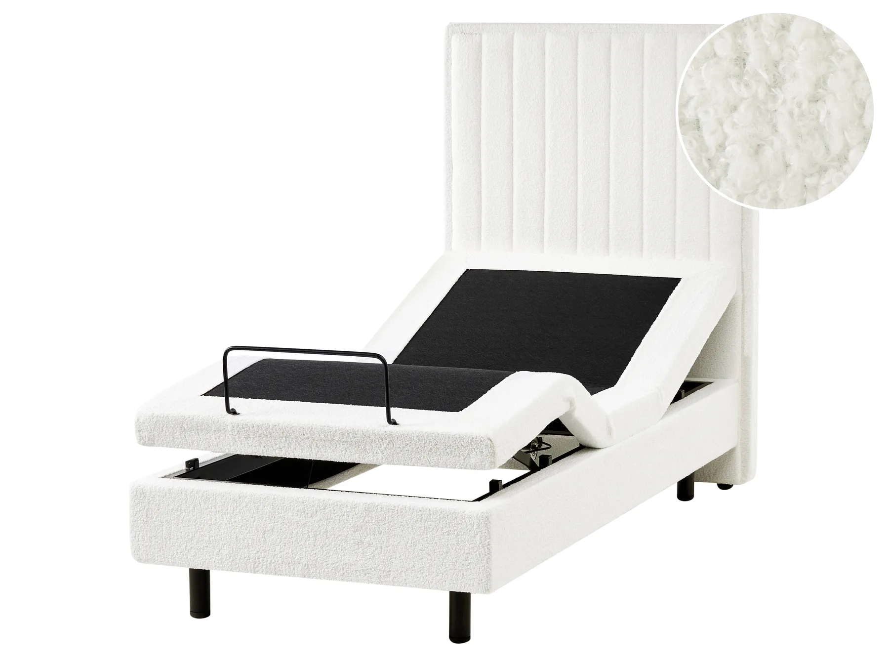 Bett verstellbar Bouclé DUKE II 80 x 200 cm Cremeweiß_1026165