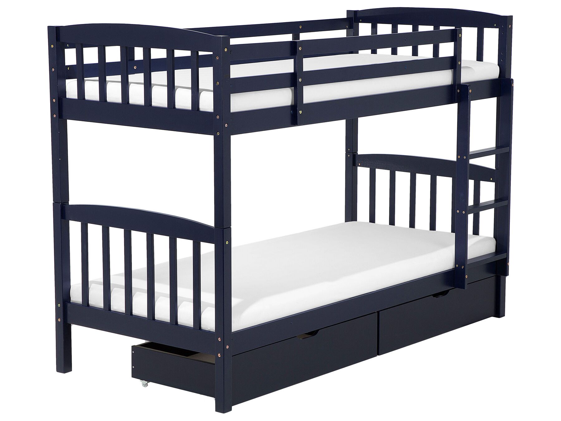 Łóżko piętrowe z szufladami drewniane 90 x 200 cm niebieskie REVIN_797197