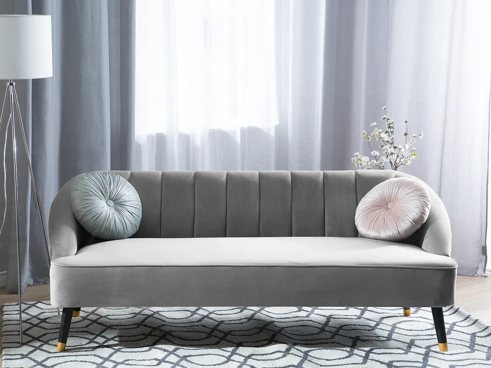 Sofa dla 3 osób ALSVAG Welur Jasnoszary