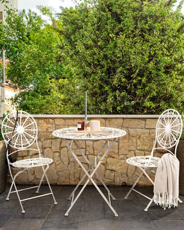 Set of 2 Metal Garden Folding Chairs Off-White SCAFA 