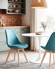 Conjunto de 2 sillas de comedor DAKOTA II Tela Azul_1186331