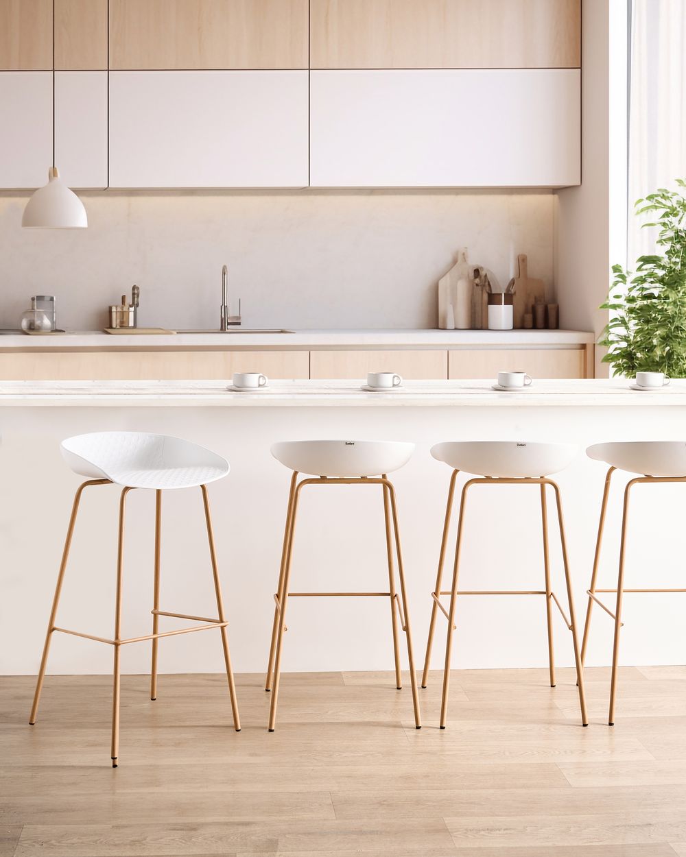 Lot de 4 chaises de bar VENLO Blanc