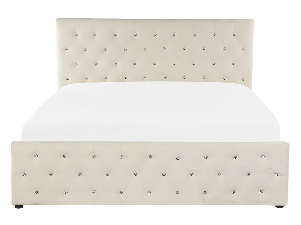 Bett mit Stauraum AMIENS Samtstoff Hellbeige 140 x 200 cm_791219