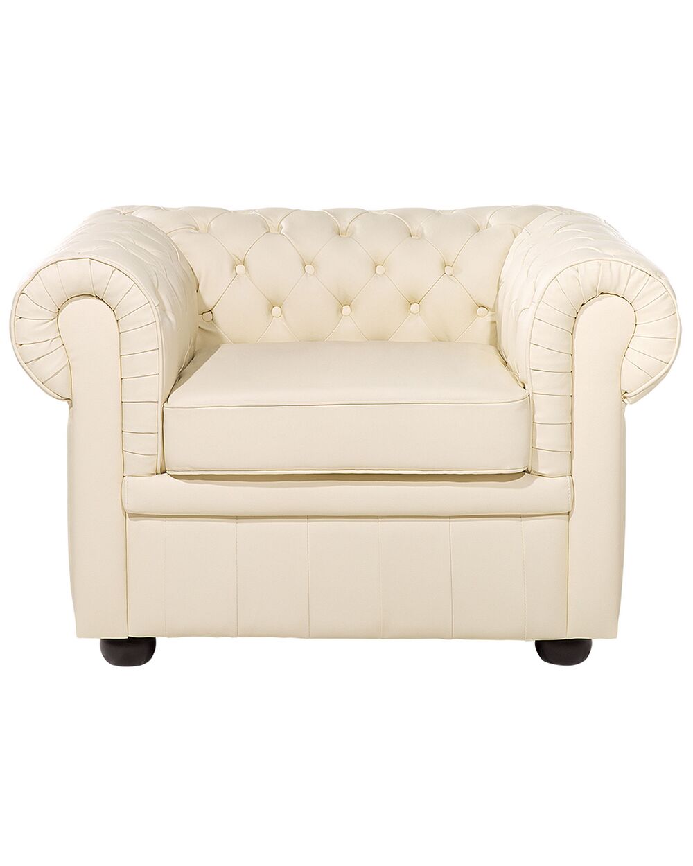 Armchair CHESTERFIELD Leather Beige Beliani